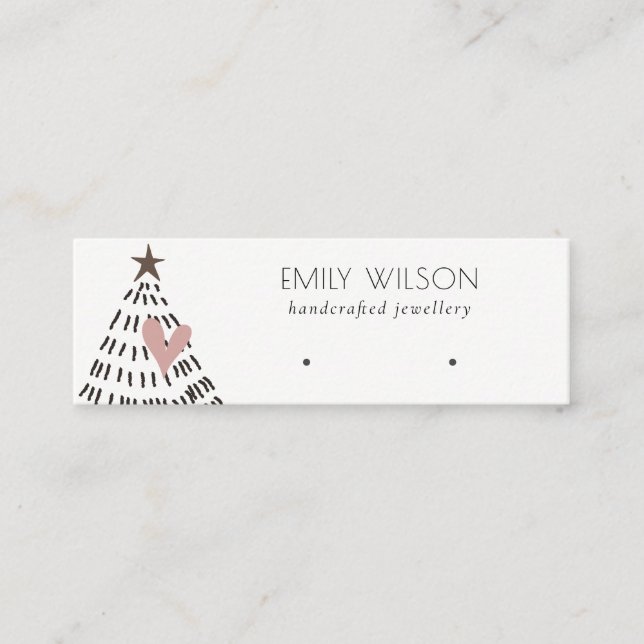 Carte De Visite Mini Arbre de Noël Moderne Scandi Logo de Boucle d'Orei (Devant)