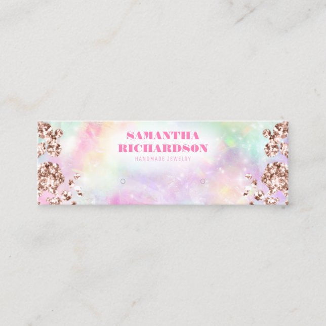 Carte De Visite Mini Arc-en-ciel Rose Gold Holographic Eear Display (Devant)