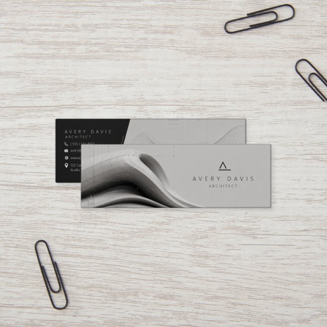 Carte De Visite Mini Architecte futuriste paramétrique moderne (Devant/Arrière en situation)