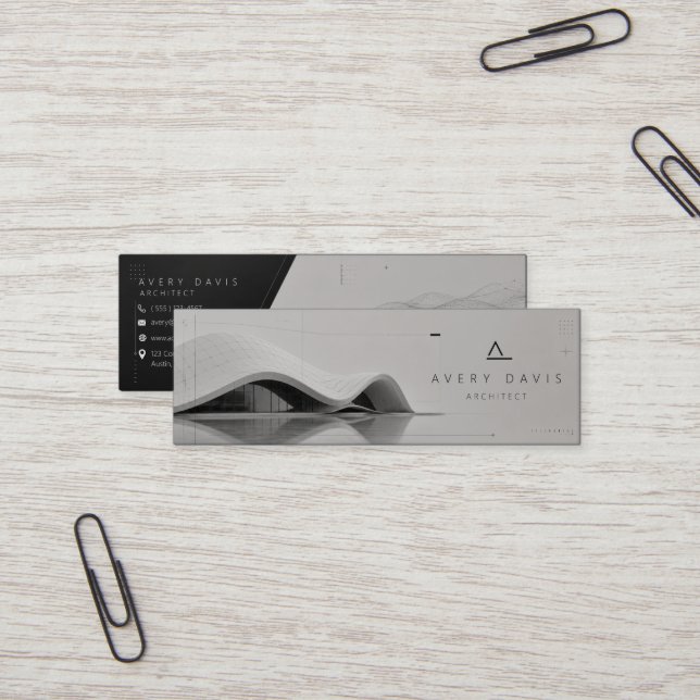 Carte De Visite Mini Architecte Futuriste Paramétrique Moderne (Devant/Arrière en situation)
