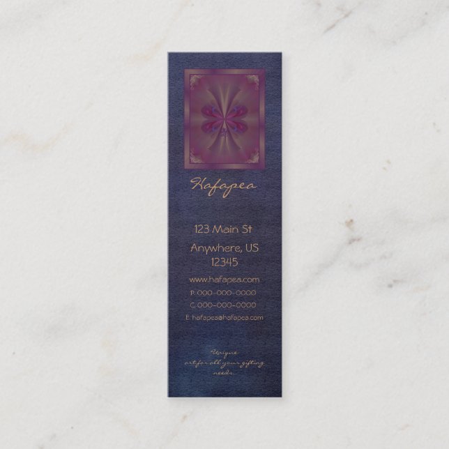 Carte De Visite Mini Art abstrait de papillon pourpre (Devant)