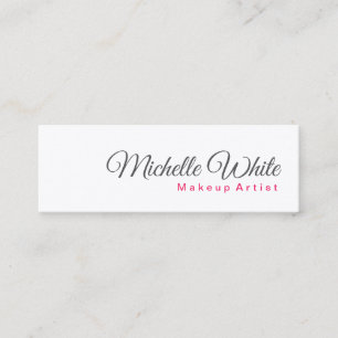 Carte De Visite Mini Artiste de maquillage blanc gris moderne minimalis