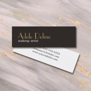 Carte De Visite Mini Artiste de maquillage blanc minimaliste en gris ch