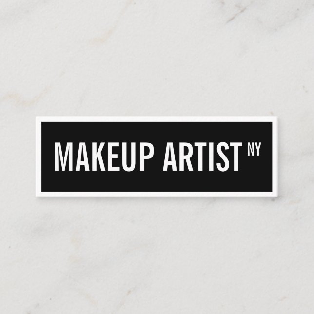 Carte De Visite Mini Artiste de maquillage moderne glam noir blanc (Devant)