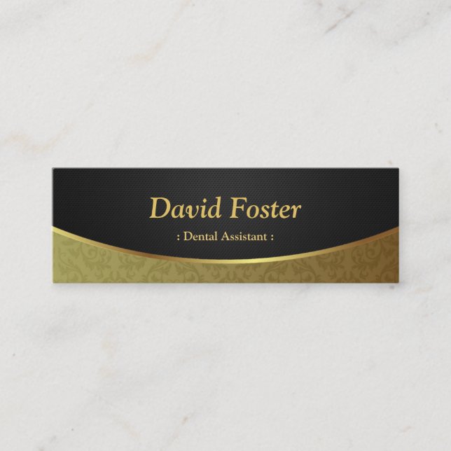 Carte De Visite Mini Assistant dentaire - Black Gold Damask (Devant)
