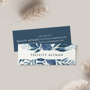 Carte De Visite Mini Azur sauvage Aquarelle bleue Botanique
