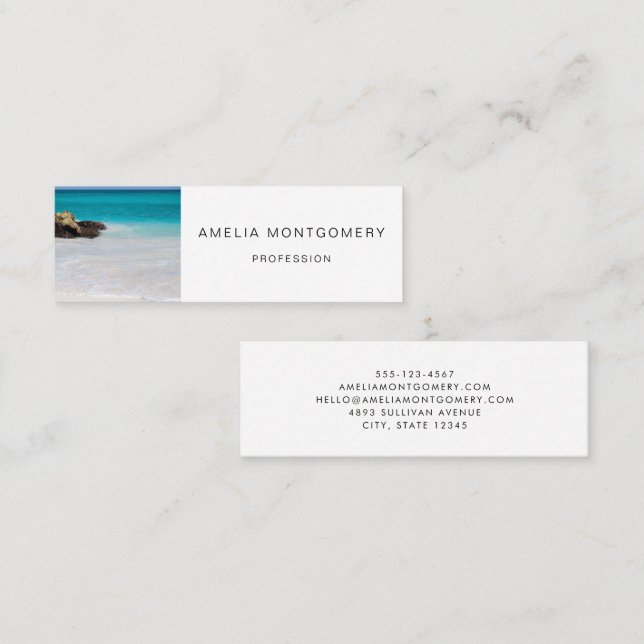 Carte De Visite Mini Azure Ocean Sandy Beach Photo (Devant / Derrière)