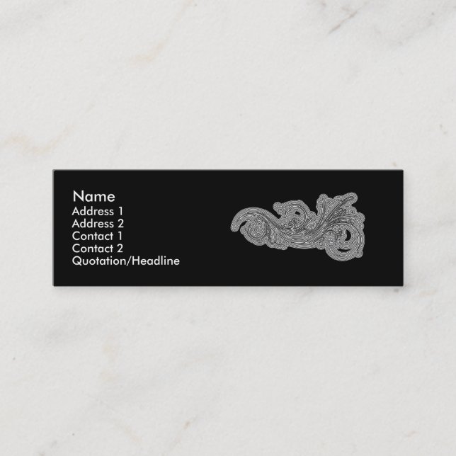 Carte De Visite Mini Balayage blanc sur noir - Customisé (Devant)