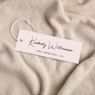 Carte De Visite Mini Balise de hachage rose de script de signature chic