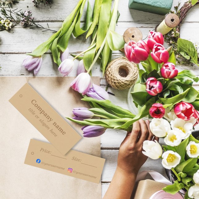 Carte De Visite Mini Balise de prix brun simple et élégant (Créateur téléchargé)