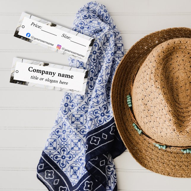 Carte De Visite Mini Balise de prix en marbre noir et blanc (Créateur téléchargé)