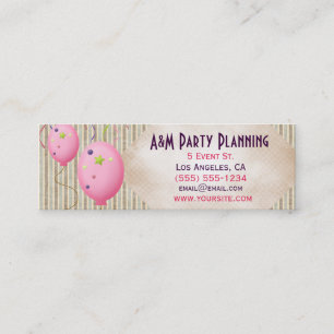 Carte De Visite Mini Ballons et rayures roses