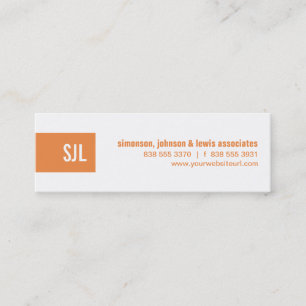 Carte De Visite Mini Bande orange de monogramme