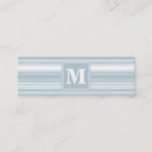 Carte De Visite Mini Bandes bleu glace monogramme
