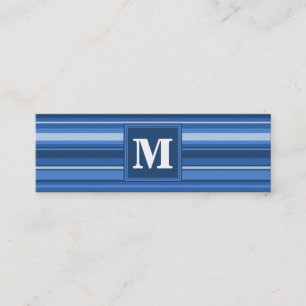 Carte De Visite Mini Bandes bleu monogramme