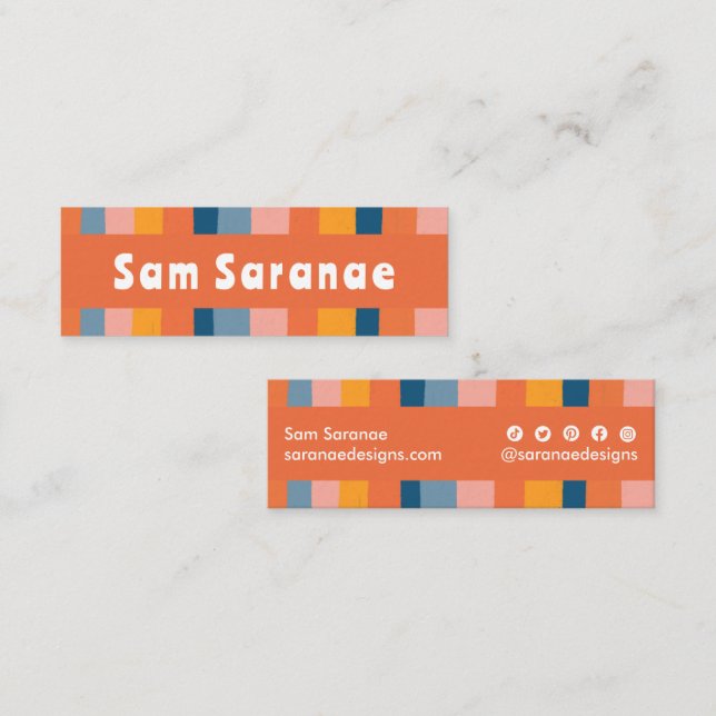 Carte De Visite Mini Bandes de bonbons colorées minimaliste Cool Rétro (Devant / Derrière)