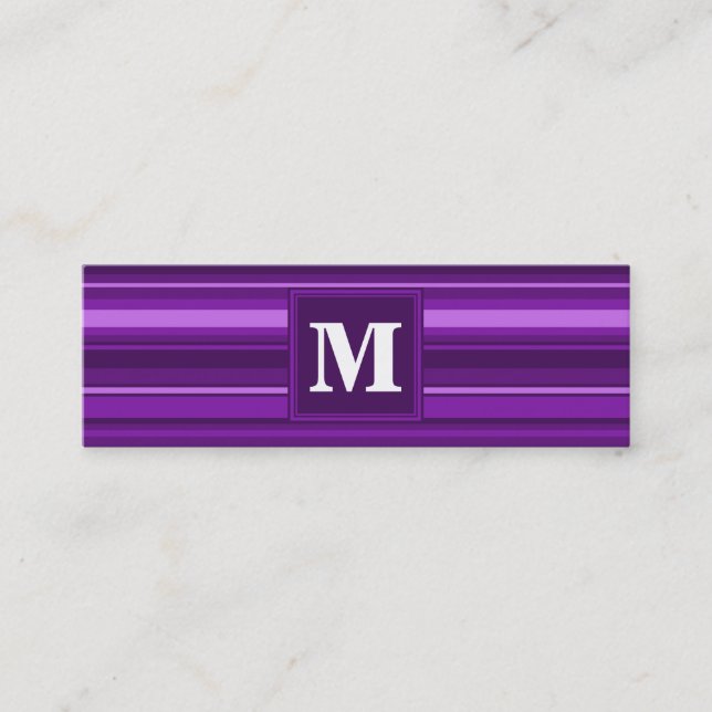 Carte De Visite Mini Bandes violettes monogrammes (Devant)