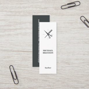 Carte De Visite Mini Barber Minimaliste Vertical Scissor Comb