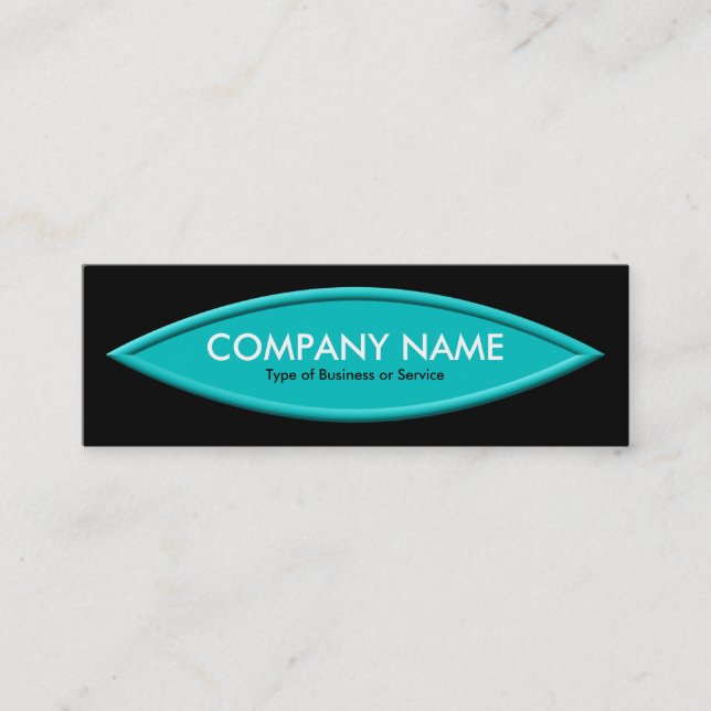 Carte De Visite Mini Bateau forme II - Turquoise sur Noir (Devant)