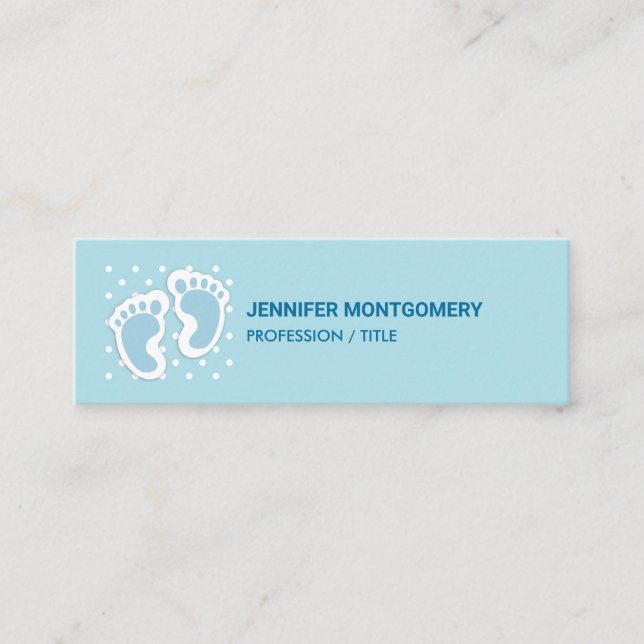 Carte De Visite Mini Bébé bleu mou Pieds de garçon (Devant)