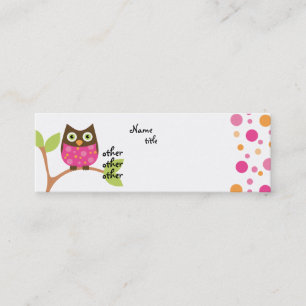 Carte De Visite Mini Bébé rose intelligent de hibou
