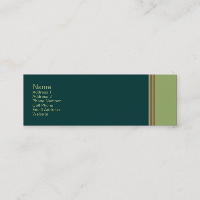Carte De Visite Mini biege vert barré (Devant)