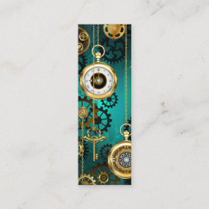 Carte De Visite Mini Bijou Steampunk Montre sur un Fond Vert
