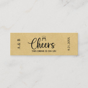 Carte De Visite Mini Billet de billet Gold Mariage Drink