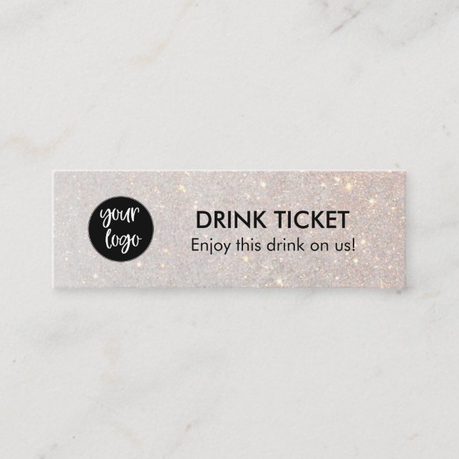 Carte De Visite Mini Billet de Boisson Chic Logo de l'Entreprise Soirée (Devant)