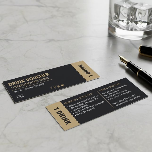 Carte De Visite Mini Billet de boisson d'entreprise | Bon de boisson gr (Créateur téléchargé)