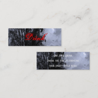 Carte De Visite Mini Billet de Boisson Gratuit Pleine Lune avec Corbeau