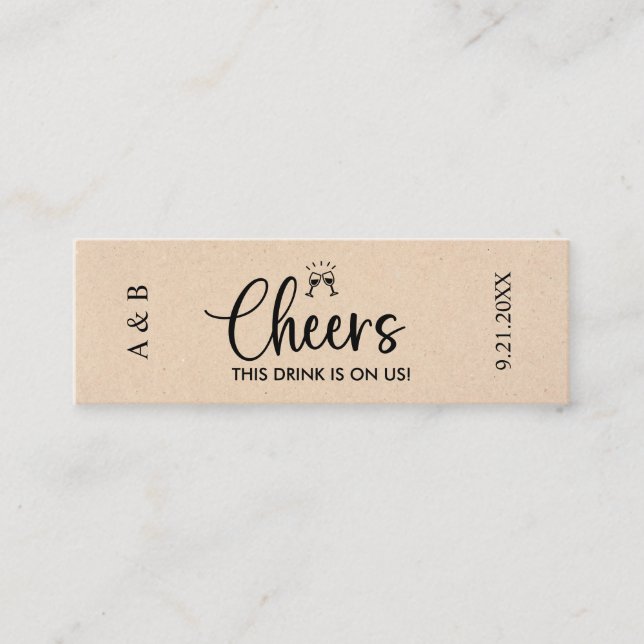 Carte De Visite Mini Billet de Boisson pour Mariage Rustique (Devant)
