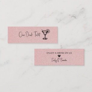 Carte De Visite Mini Billet de Boisson, Texture Pailletée Rose