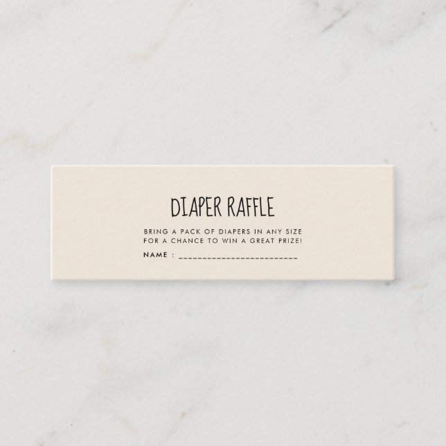 Carte De Visite Mini Billet de tombola de Baby shower moderne mignonne (Devant)