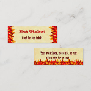 Carte De Visite Mini Billet Événement Boisson Gratuite Flammes Rouges