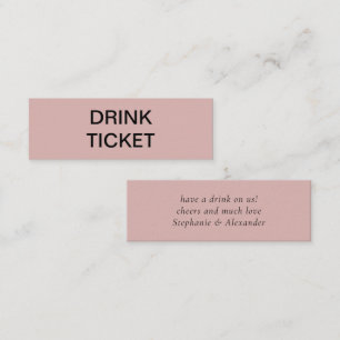 Carte De Visite Mini Billet simple Dusty Rose Mariage nouvellement mari