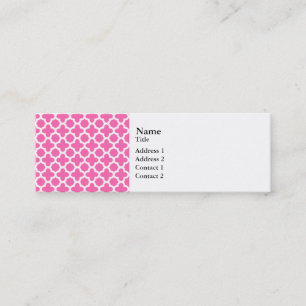 Carte De Visite Mini Blanc sur Motif Quatrefoil rose chaud