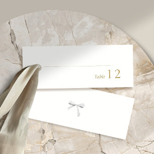 Carte De Visite Mini BLANCHE  Mariage de ruban blanc Nom du lieu Escort