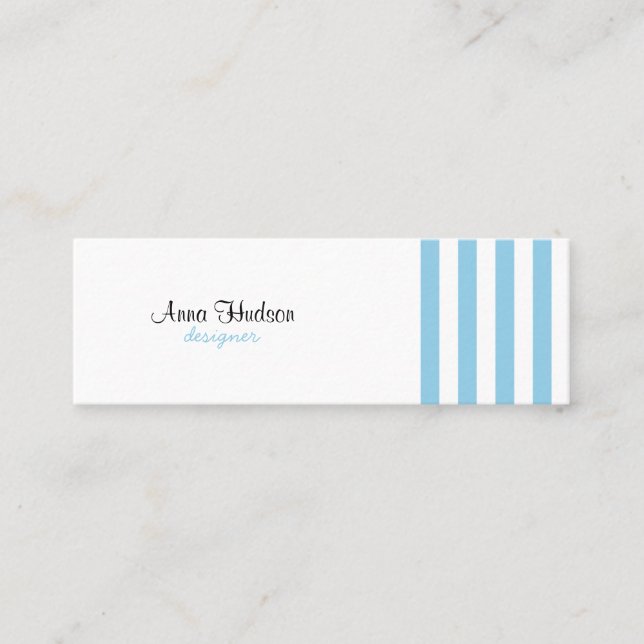 Carte De Visite Mini Bleu, Blancs, Motif rayé (Devant)