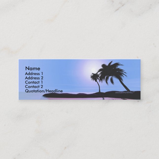 Carte De Visite Mini Bleu d'île (Devant)
