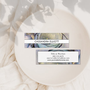 Carte De Visite Mini Bleu Turquoise Purple & Gold Alcohol Liquide Art