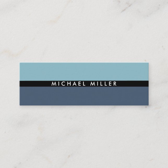 Carte De Visite Mini Blue black stripe simple smart masculine minimal (Devant)