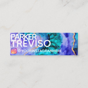 Carte De Visite Mini Blue Gold Paint Social Media instagram