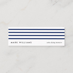 Carte De Visite Mini Blue simple modern navy nautical lines card