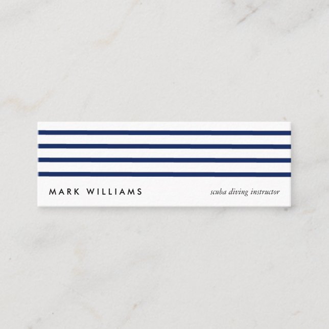 Carte De Visite Mini Blue simple modern navy nautical lines card (Devant)