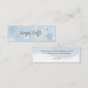 Carte De Visite Mini Blue Snowflakes Boy Baby shower Diaper Raffle