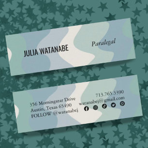 Carte De Visite Mini Blues doux rayures ondulées faites main avec des i