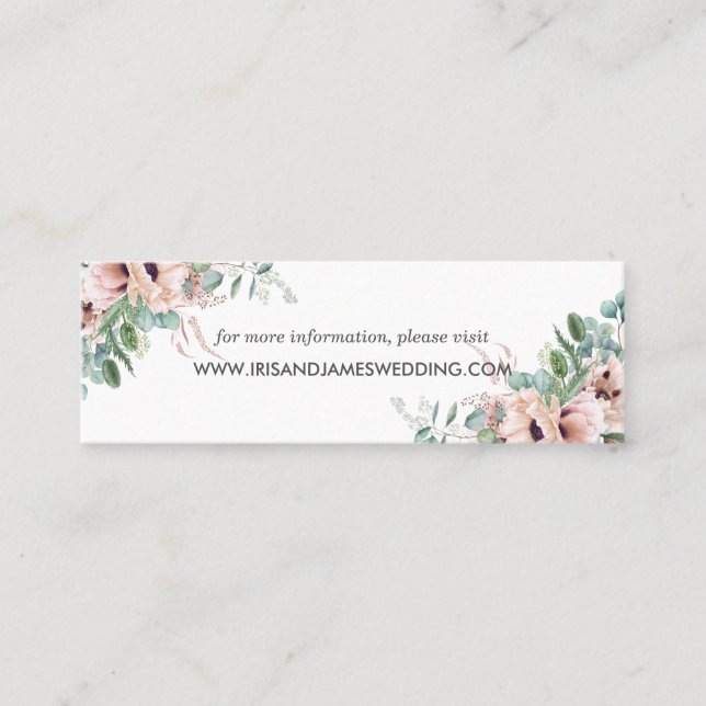 Carte De Visite Mini Blush Floral Greenery Site Mariage Carte Mini (Devant)