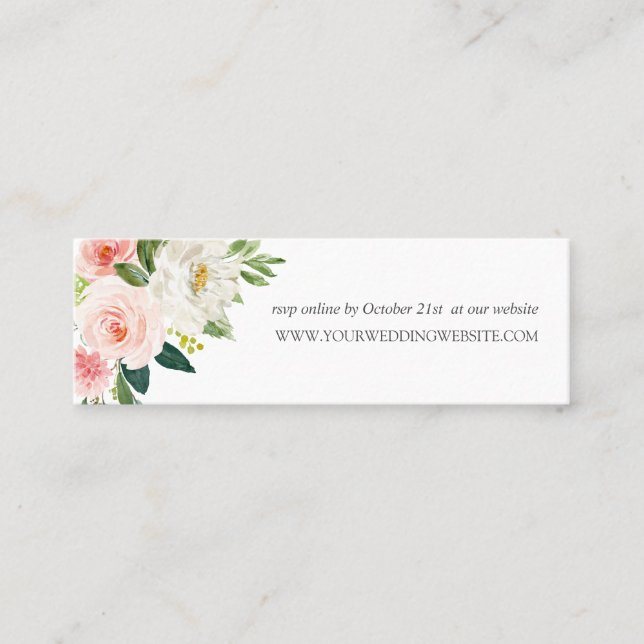 Carte De Visite Mini Blush moderne | Pink Flowers chic site Mariage (Devant)