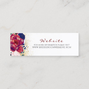 Carte De Visite Mini Blush Navy Blue et Burgundy Red FlorMariage